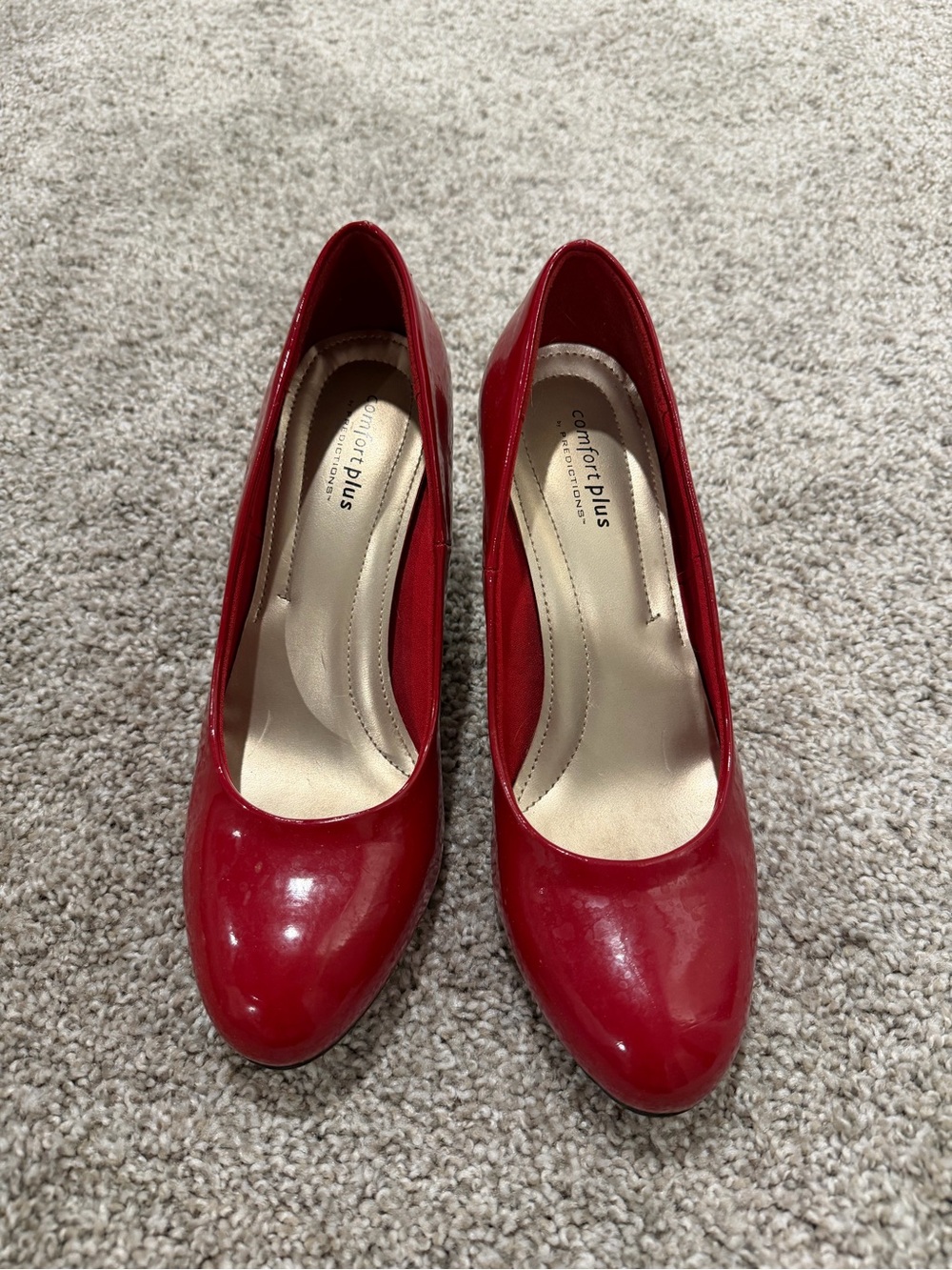 comfort plus by Predictions Red Patent Round-Toe Heels